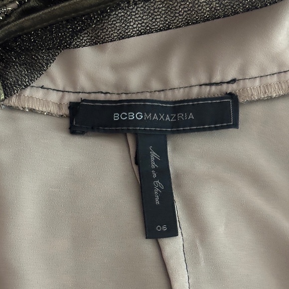 BCBGMaxAzria "Tenya" Sheer Back Mini Dress - Gold & Black Size 6 - Picture 11 of 13